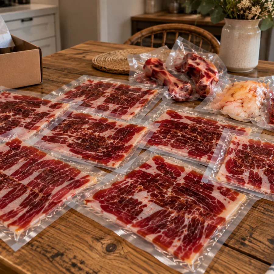 Jamón cortado a cuchillo y envasado al vacío